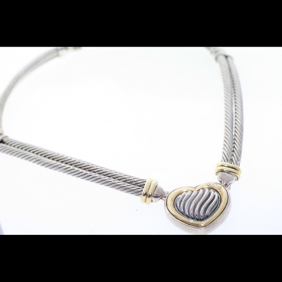David Yurman 925 18k Cable Heart Necklace - Picture 5 of 10